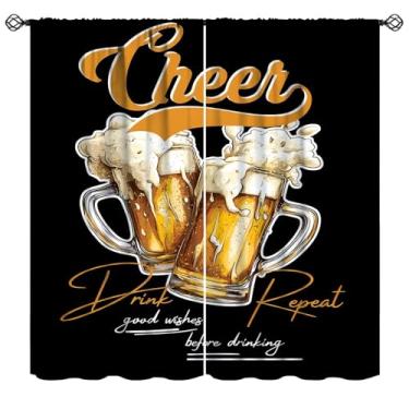 Imagem de Cortinas de torcida e cerveja, decoração rústica, decoração rústica, decoração retrô para cozinha, pub, casa, bar, salas de jantar, 106,7 cm L x 114,3 cm C (sem apagão)