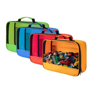 Imagem de Bolsa de armazenamento de brinquedos com 4 peças, bolsa de armazenamento clássica de tijolos, estojo de viagem para brinquedos de construção, quebra-cabeças, tamanho pequeno