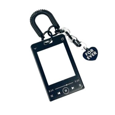 Imagem de Chaveiro com pingente para exibição de fotos, suprimentos criativos, carteira, porta-cartões transparente portátil (preto), Preto, Clássico