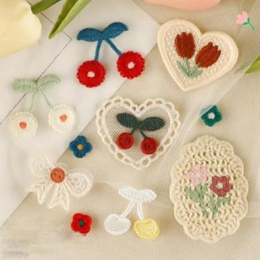 Imagem de Lindo conjunto de remendos de flores bordadas com bordas de renda, apliques decorativos DIY para roupas, bolsas, chapéus