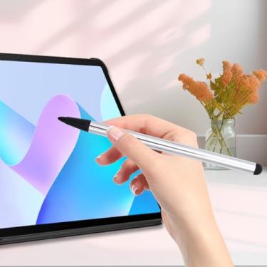 Imagem de Caneta Stylus para smartphone, tablet, tela sensível ao toque, universal capacitiva/resistiva, para iPhone, iPad, Samsung, caneta de borracha, prata