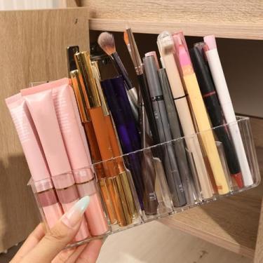 Imagem de 1 organizador de armazenamento transparente montado na parede, organizador de porta de armário, caixa de armazenamento transparente para banheiro, quarto (multigrade, 19 x 8,2 cm)