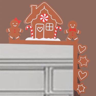 Imagem de Placa de canto de porta de Natal para sala de estar, quarto, escritório, exterior, interior, moldura, Natal, pão de gengibre, festa, festa, casa, porta, canto direito, decoração