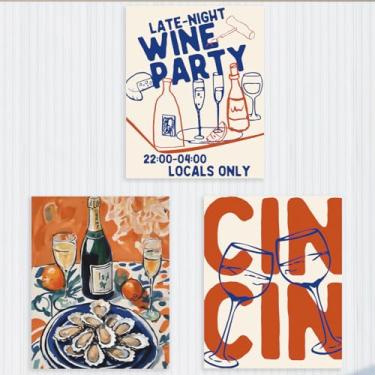 Imagem de 3 peças de arte vintage vinho parede impressão bar carrinho acessórios decoração de parede cozinha arte pôster moderno moderno feminino pintura para sala de dançar apartamento sala de estar meninas