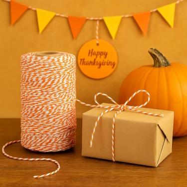 Imagem de Fio laranja e branco, fio de algodão de 2 mm, fio de algodão para padeiros, barbante de embrulho de presente para férias, embrulho, artes e artesanato faça você mesmo, decoração de casa, macramê