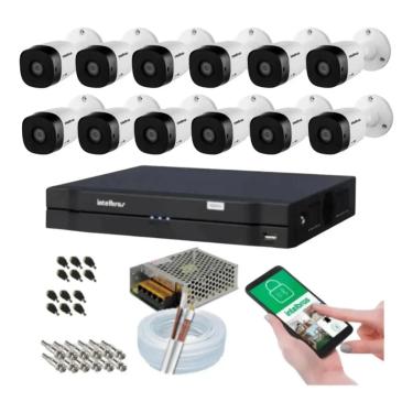 Imagem de Kit 12 Câmeras Intelbras Multi Hd 1120b Dvr 16 Canais s/ Hd