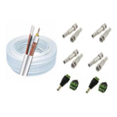 Imagem de 100m Cabo Coaxial Para Cftv + Conectores P/ 4 Câmeras