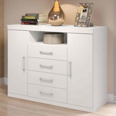 Imagem de Cômoda Lincon 2 Portas 4 Gavetas Branco - Pnr Móveis, Branco