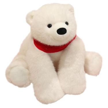 Imagem de Boneca de urso polar de desenho animado de pelúcia, urso branco de pel