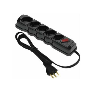 Imagem de Filtro De Linha 5 Tomadas Preto 1 Metro - Proteção Elétrica Para Casa E Escritório