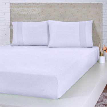 Imagem de Lençol Solteiro Bella Cama Malha 100% Algodão 88x188x30cm Branco
