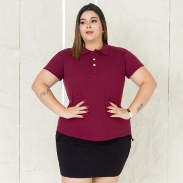 Imagem de Camisa Gola Polo Plus Size Feminina Ótimo Acabamento Tecido Premium - 
