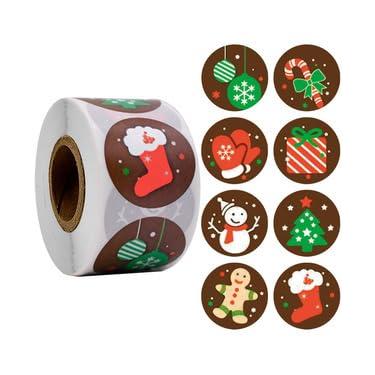Imagem de 500 Pcs 1.5" Christmas Stickers Merry Christmas Cute Holiday Waterproof Sticker for X-mas Gift Packing, Cards, Envelopes,Goodie Bags,Gift Favors Box, Party Favors Decorations S1 Pattern 1