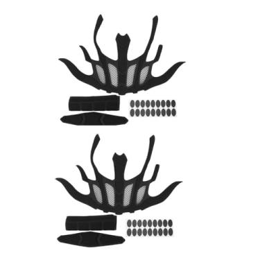 Imagem de Chiffonade 2 conjuntos de kit de enchimento de capacete - forros de espuma de esponja selados de substituição com malha protetora para capacetes de bicicleta e motocicleta (preto, 16 x 30 cm)