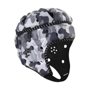 Imagem de Pegciuho Capacete de Rugby, Boné Esportivo, Capacete Anticolisão, Confortável, para Crianças, Ideal para Treinamento de Futebol, Futebol Americano Sem Contato, Preto Branco