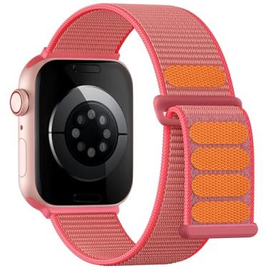 Imagem de Pulseiras femininas Lenrao para Apple Watch, 40 mm, 38 mm, 41 mm, 42 mm, 44 mm e 45 mm, pulseiras esportivas de nylon para iWatch séries 11/10/9/8/7/6/5/4 Ultra SE 3/2/1 rosa brilhante