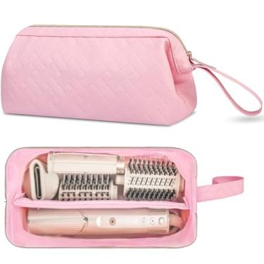Imagem de Lacdo Bolsa de viagem para ferramentas de cabelo para mala de transporte Shark Flexstyle, mala de viagem portátil Dy Son Airwrap para secador de cabelo, organizador à prova de água, Rosa.