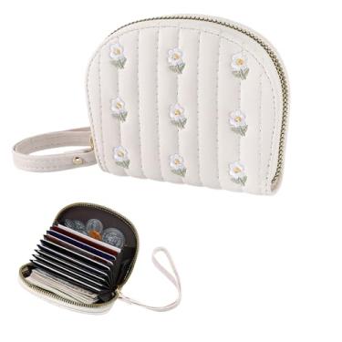 Imagem de Bigmeta Carteira infantil para meninas – Bordados florais para meninas de 6 a 14 anos, presentes de Natal e aniversário, Branco, 4.5x3.7x 1in