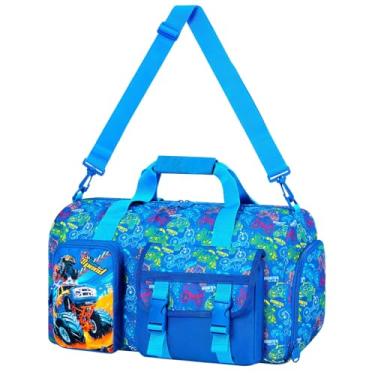 Imagem de Mochila infantil para meninos, bolsa de viagem resistente à água com compartimento separado para sapatos para esportes, academia, fim de semana noturno - caminhão