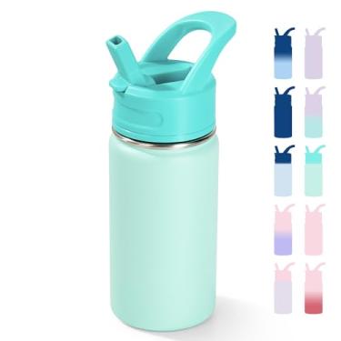 Imagem de Fijinhom Garrafa de água de 350 ml, garrafa de água isolada a vácuo de aço inoxidável com canudos, à prova de vazamento, livre de BPA, serenidade