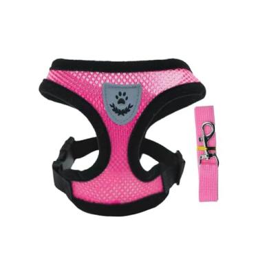 Imagem de Peitoral para cães - Arnês para gatos - malha para todos os climas, design sem puxão, para cães e gatos pequenos e médios - preso com fecho de , fivela e anéis em D duplos