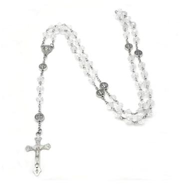 Imagem de N-KONGJIAN Rosário para mulheres, colar de rosário católico, presentes requintados perfeitos para oração, casamentos, batismos, cristal artificial, Sem Pedra Preciosa