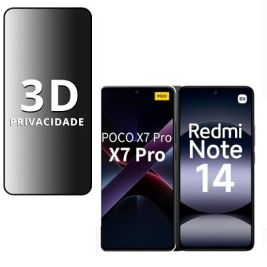 Imagem de Película Privacidade VIDRO 3D POCO X7 PRO 5G / REDMI NOTE 14 5G, Proteção Total da Tela, Contra Risco e Anti-Espião