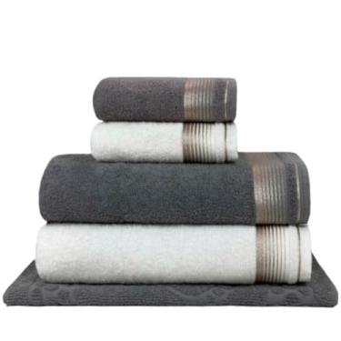 Imagem de ‌Toalhas de Banho – Set de 5 Peças Algodão Absorvente(Gris + Branco)