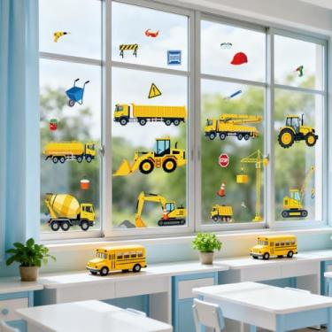 Imagem de ANATTASOUL Adesivos de janela estática para veículos de engenharia, 1 folha de decalques reutilizáveis para vidro, 120 cm x 30 cm, adesivo removível de janela dupla face para quarto, escritório