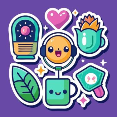 Imagem de Adesivo Fofo Kawai para Crianças Decorativo para Quarto e Caderno Estilo Colorido com Personagens Charmosos 40x40cm