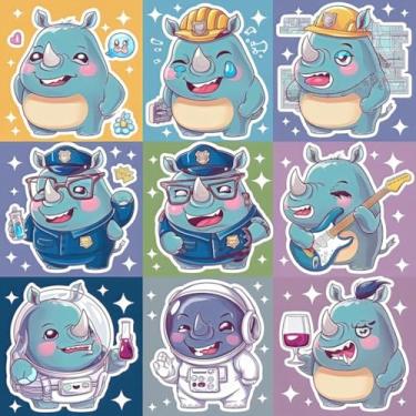 Imagem de Adesivo Fofo Kawai Decorativo para Crianças Paredes e Cadernos - Tema Emoji Animais Frutas 40x40cm