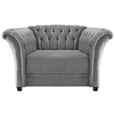 Imagem de Poltrona Decorativa Chesterfield Sofia Suede Cinza