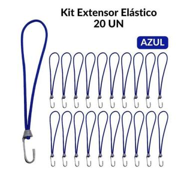 Imagem de Extensor Elástico Borrachinha Corda Lona Caminhão 35 Cm 20 UN Azul - T