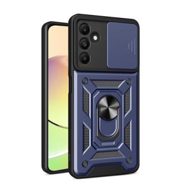 Imagem de RKINC Capa para Samsung Galaxy A15 5G com capa deslizante para câmera e anel giratório com suporte de grau militar à prova de choque com suporte magnético para carro, azul marinho