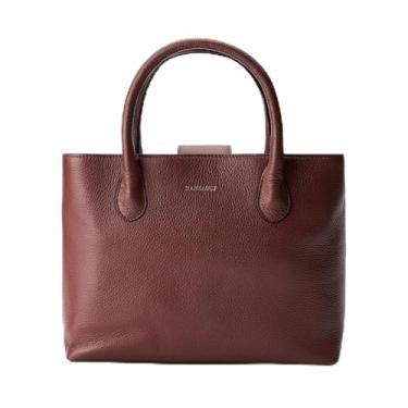 Imagem de DANEAULT Bolsa London – Bolsa feminina de couro granulado – Alças duplas – Elegante e durável – Sacola de uso diário, Marrom