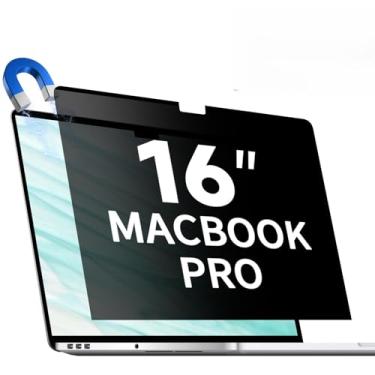 Imagem de Tela de privacidade magnética para MacBook Pro de 16 polegadas (2021-2024, M1, M2, M3, M4, Pro, Max), protetor de privacidade de computador fosco removível, filtro de luz azul antirreflexo, antiespião