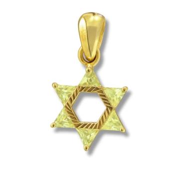 Imagem de 3 ARCHES USA Colar feminino de prata esterlina com estrela de Davi - pingente de prata esterlina 925 com pedras de zircônia cúbica multicoloridas - joia da Terra Santa banhada a ouro com corrente de