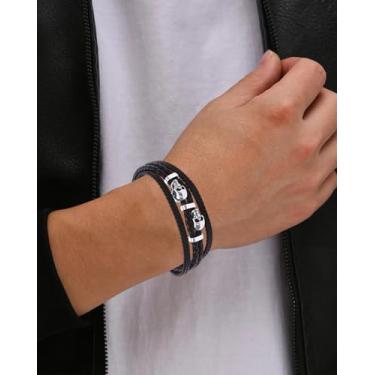 Imagem de Pulseiras Punk Rock unissex para homens e mulheres pulseira trançada punk, One Size, Aço inoxidável, Sem Pedra Preciosa
