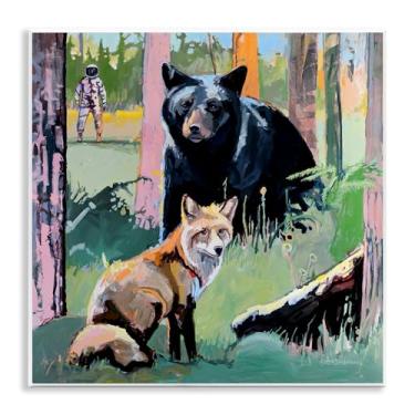 Imagem de Stupell Industries Arte de placa de parede de animais da floresta no espaço profundo, design por Adam Swanson, 12 x 12