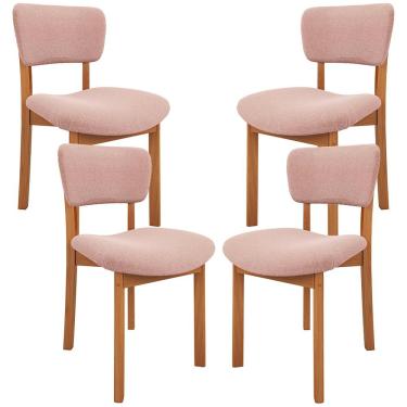 Imagem de Kit 04 Cadeiras Para Sala de Jantar Cozinha Living Estofada Dara L02 Bouclê Rosê - Lyam Decor