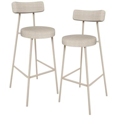 Imagem de Kit 02 Banquetas Alta Bar Cozinha Sala de Jantar Aço Milão Arena L02 Linho Palha - Lyam Decor