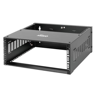 Imagem de Tecmojo Rack de montagem na parede 4U, rack 4U 35,3 cm de profundidade, capacidade de peso de 60 kg, rack de rede de 48 cm para servidor raso e equipamentos de TI, switches de rede, suporte de painel