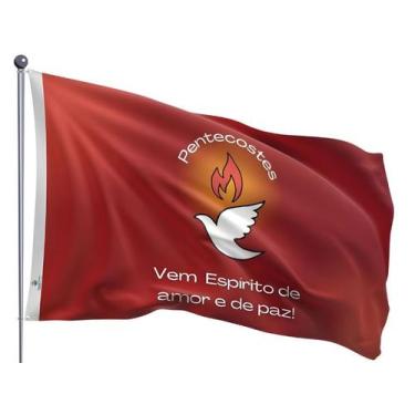 Imagem de Bandeira Pentecostes Espírito Santo Pomba Branca Fogo Uma Face Estampa