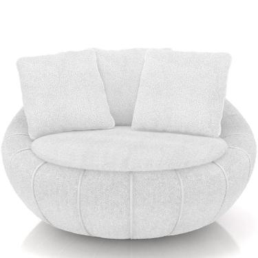 Imagem de Poltrona Giratória Para Sala De Estar Decorativa Kira M03 Bouclê Branco - Lyam Decor