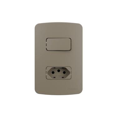 Imagem de Interruptor Simples 10a E Tomada 2p+t 10a Margirius B3 Colors Com Placa 4x2 Argila Argila