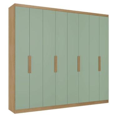 Imagem de Guarda Roupa Casal Milan 8 Portas Capuccino Menta Acetinado - Thb