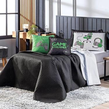 Imagem de Cobre Leito Game Streamer Verde Dupla Face C- Almofadas Queen 07 Peças