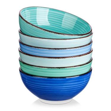 Imagem de Conjunto de taças de cereais vancasso Bonita Blue Ceramic 800 mL 6,4 p