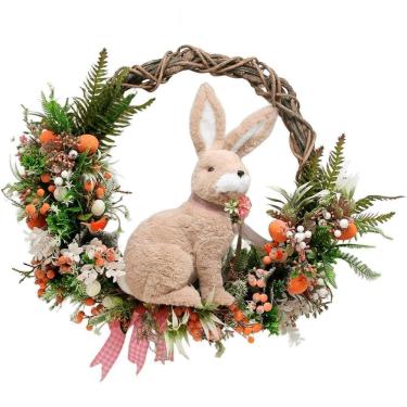 Imagem de Guirlanda Enfeite De Páscoa Coelho Decorativa Arranjos 60cm