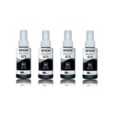 Imagem de Kit Tintas Epson 673 T673 T673120 4 Pretos autêntico L800 L810 L1800 L805 L850 70ml
